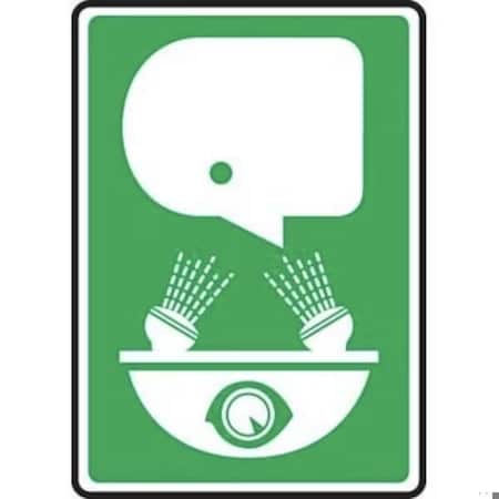 Accuform Eye Wash Pictogram, Adhesive Dura-Poly, 10 in x 7 in, Adhesive MFSD576XV